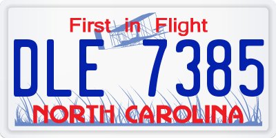 NC license plate DLE7385