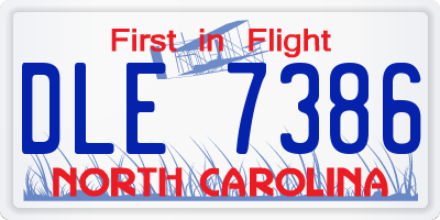 NC license plate DLE7386