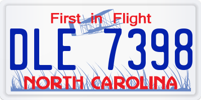 NC license plate DLE7398