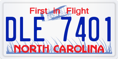 NC license plate DLE7401