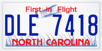 NC license plate DLE7418