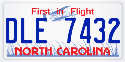 NC license plate DLE7432