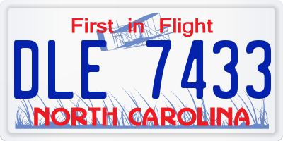 NC license plate DLE7433