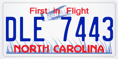 NC license plate DLE7443