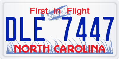 NC license plate DLE7447