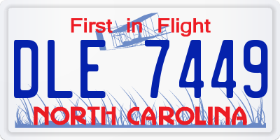 NC license plate DLE7449