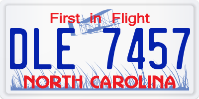 NC license plate DLE7457