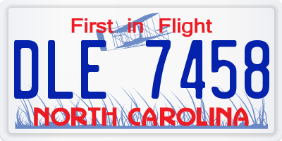 NC license plate DLE7458