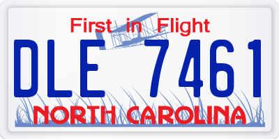 NC license plate DLE7461