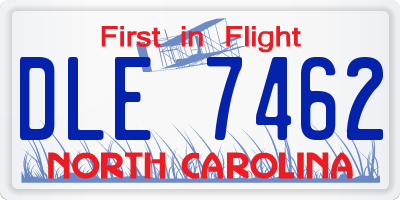 NC license plate DLE7462