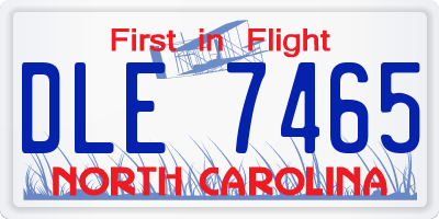 NC license plate DLE7465