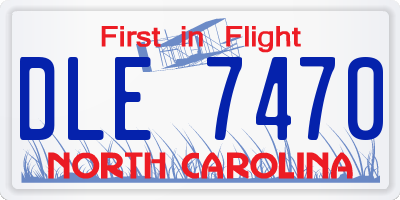 NC license plate DLE7470