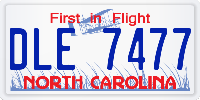 NC license plate DLE7477
