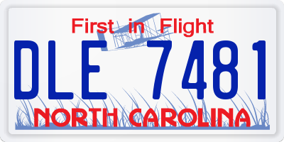 NC license plate DLE7481