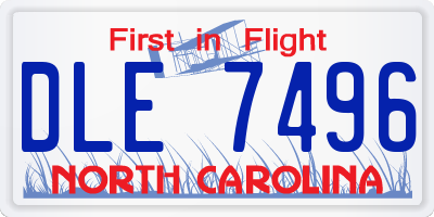 NC license plate DLE7496