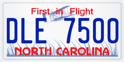 NC license plate DLE7500