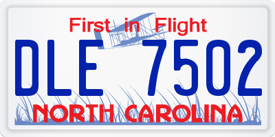 NC license plate DLE7502
