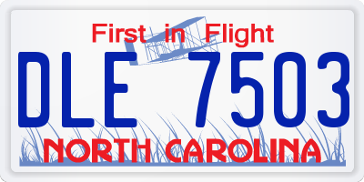 NC license plate DLE7503