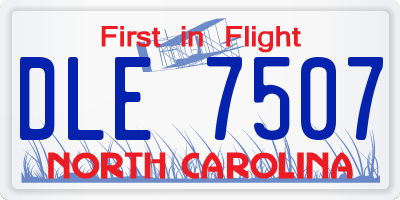 NC license plate DLE7507