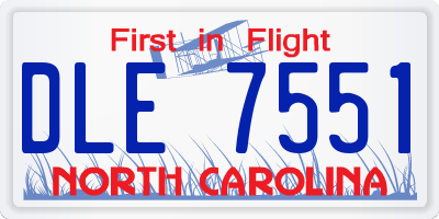 NC license plate DLE7551
