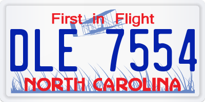 NC license plate DLE7554