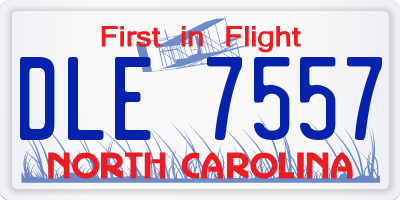 NC license plate DLE7557
