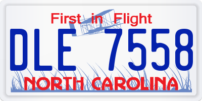 NC license plate DLE7558