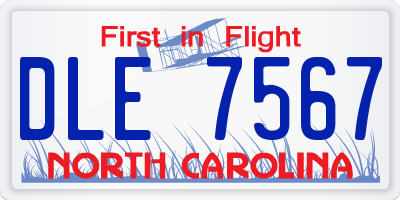 NC license plate DLE7567
