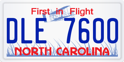 NC license plate DLE7600