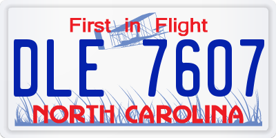 NC license plate DLE7607