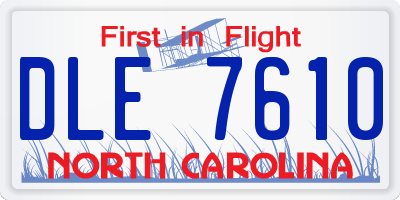 NC license plate DLE7610