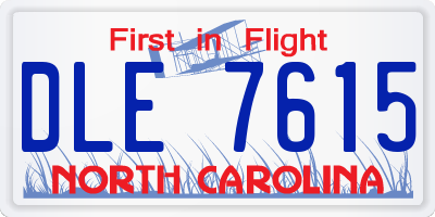 NC license plate DLE7615