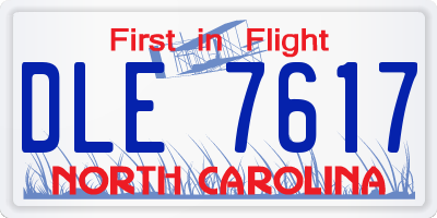 NC license plate DLE7617