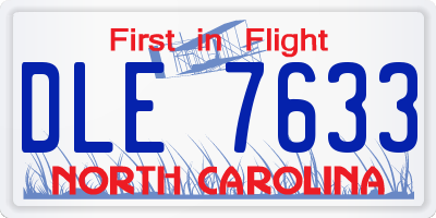 NC license plate DLE7633