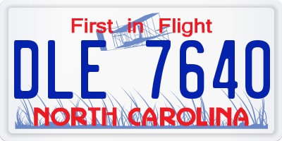 NC license plate DLE7640