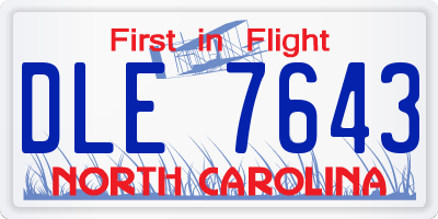 NC license plate DLE7643