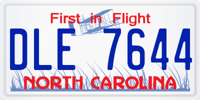 NC license plate DLE7644