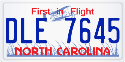 NC license plate DLE7645
