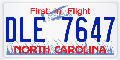NC license plate DLE7647