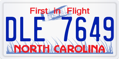 NC license plate DLE7649
