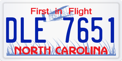 NC license plate DLE7651