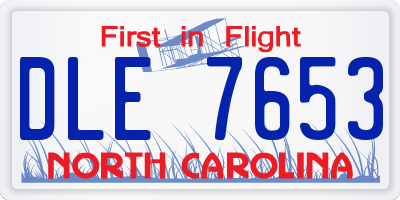 NC license plate DLE7653