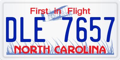 NC license plate DLE7657