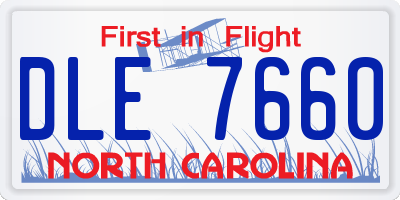 NC license plate DLE7660
