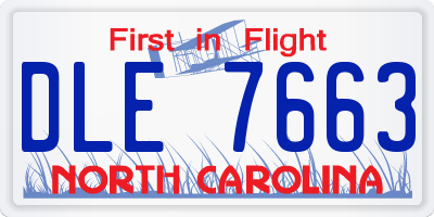 NC license plate DLE7663
