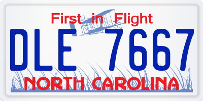 NC license plate DLE7667