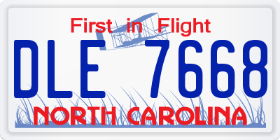 NC license plate DLE7668