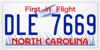 NC license plate DLE7669