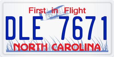 NC license plate DLE7671
