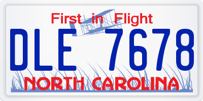 NC license plate DLE7678